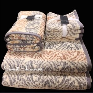 8pc Tahari Fall Colored Mediterranean Madallion Bath Hand Washcloth Towel Set